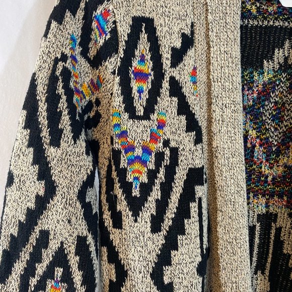Northern Angel Open Gray Multicolor Aztec Print Cardigan Sweater Women's Size L - Picture 4 of 12